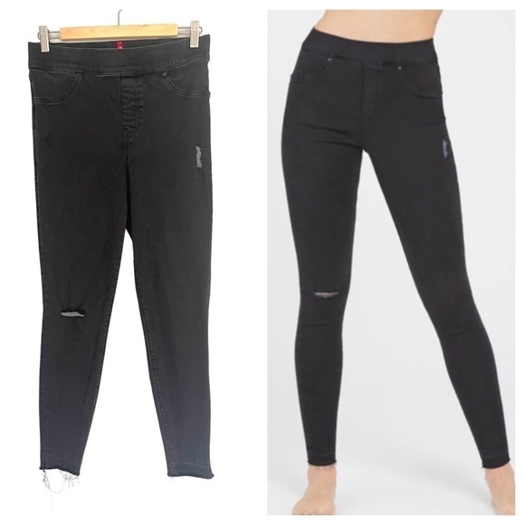 𝅺SPANX Vintage Black Distressed Ankle Skinny Pullon Leggings Elastic Waist - Picture 15 of 15